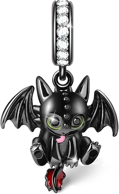 GNOCE Black Plated Little Dragon Charm Pendant Sterling Silver Fight for Homeland Charm Bead Fit Bracelet/Necklace Jewelry Gift for Women Mens