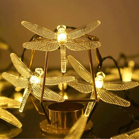 ASFSKY Solar Dragonfly Lights Outdoor 50 LED Dragonfly Lights Waterproof Decorative Lights...