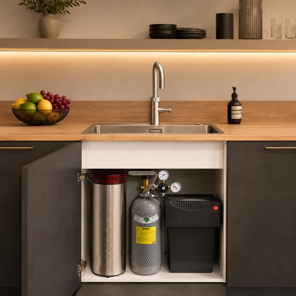 Umrüst-Set CO2 Druckminderer für große CO2 Mehrwegflaschen 2kg, 4kg, 6kg, 10kg geeignet für Quooker Cube | Große Kohlensäurezylinder für Quooker Cube |
