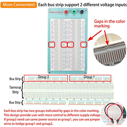 Makeronics 1660 Tie-Points Solderless Breadboard With Blue Aluminum Back Plate For Circuit/Arduino/Raspberry Pi Prototyping #TOP4