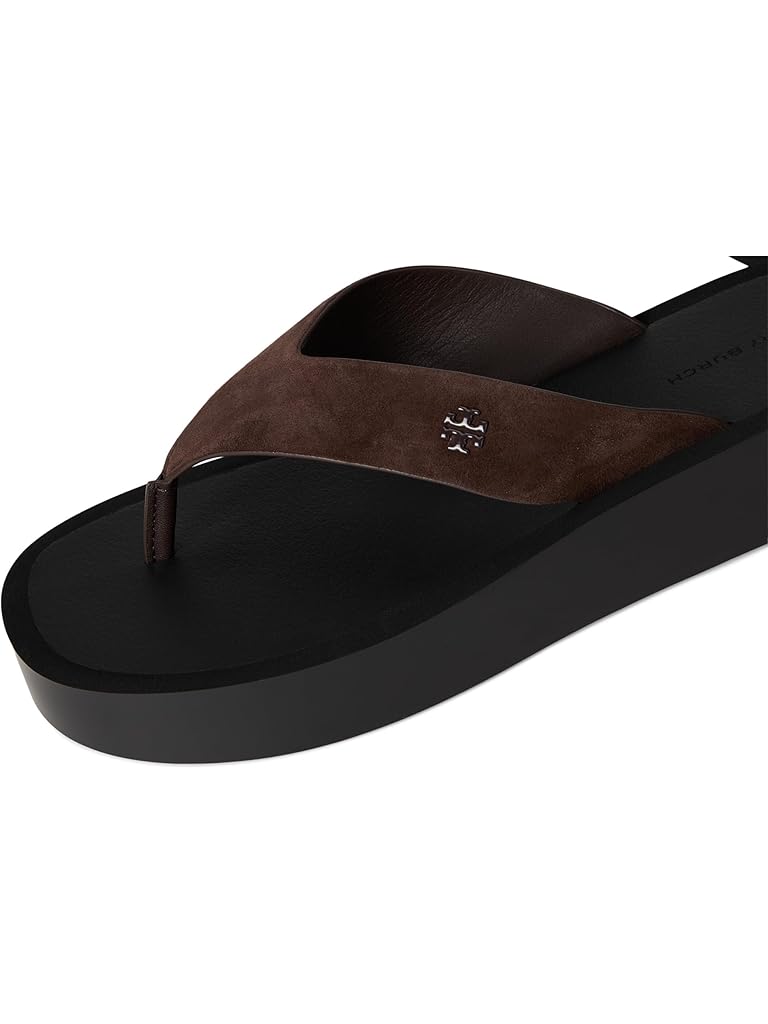 Brown Tory Burch Leather Platform Flip Flop