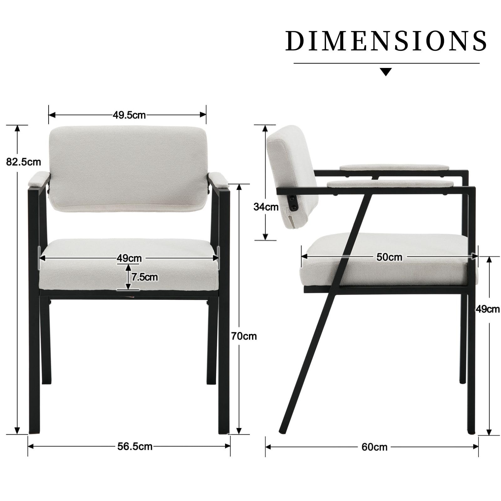 chairus Set di 2 Sedie da Cucina Moderne Sedie da Pranzo in Tessuto, Beige