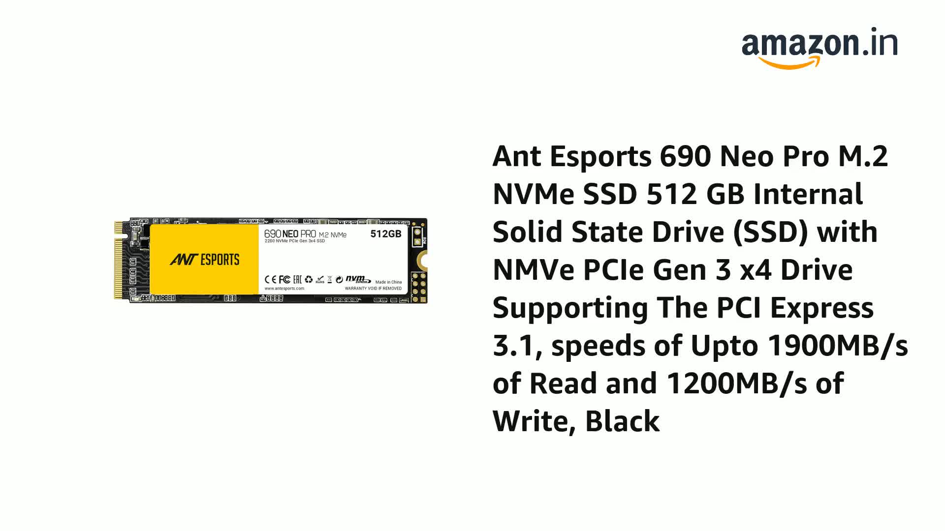 Ant Esports 690 Neo Pro M.2 NVMe SSD 512GB Internal Solid State Drive