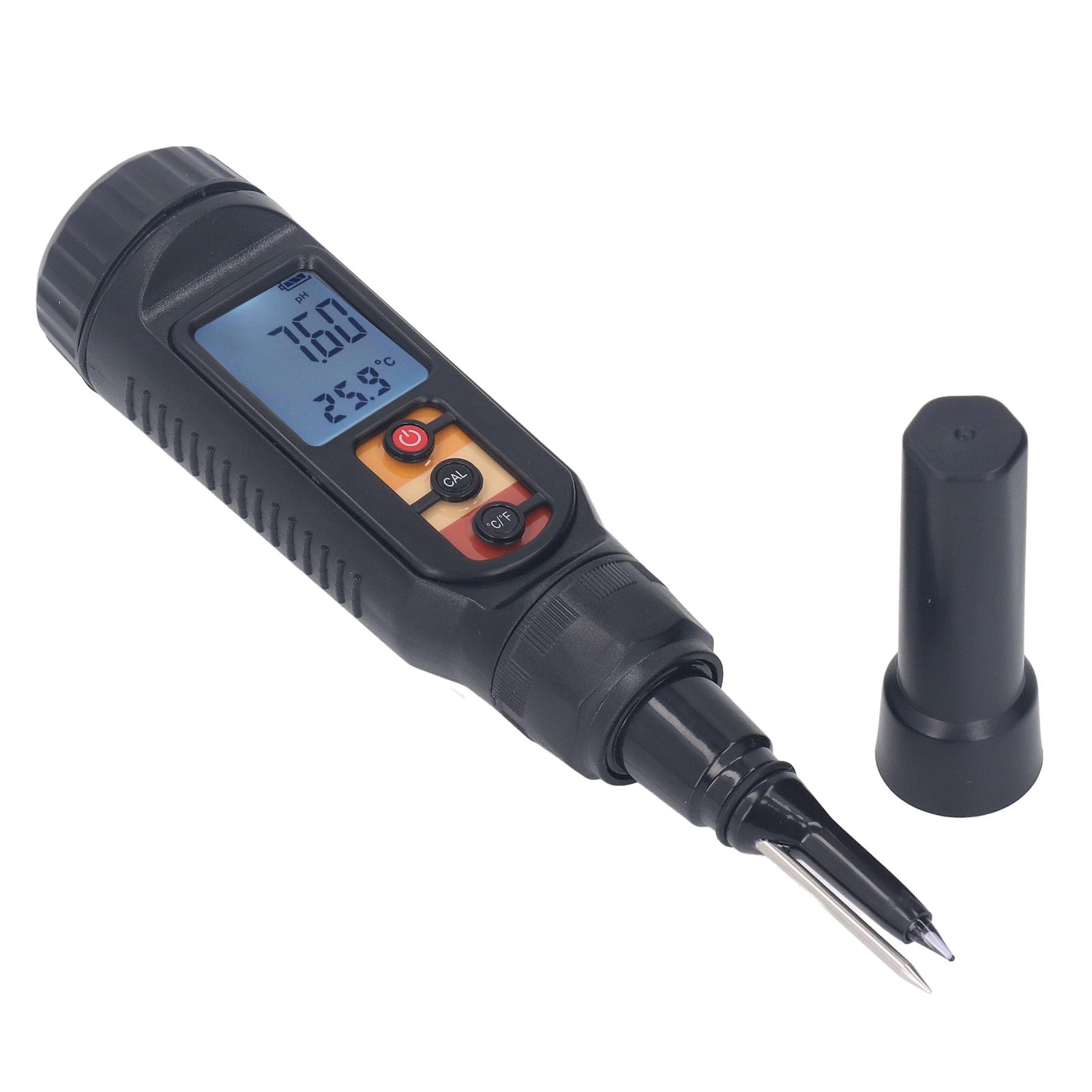 Probador Digital de PH del Suelo con Medición de Temperatura Probador de PH Alimentado por Batería Amplio Rango de 0.00-14.00pH Versátil para Frutas de Queso del Suelo