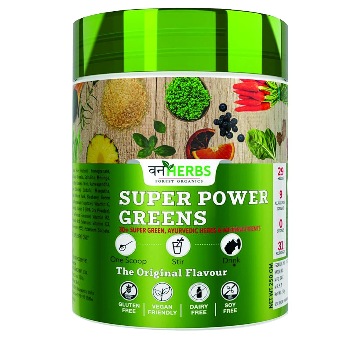Bigflex Vanherbs Super Green Powder Greens & Herbs 30 + Super