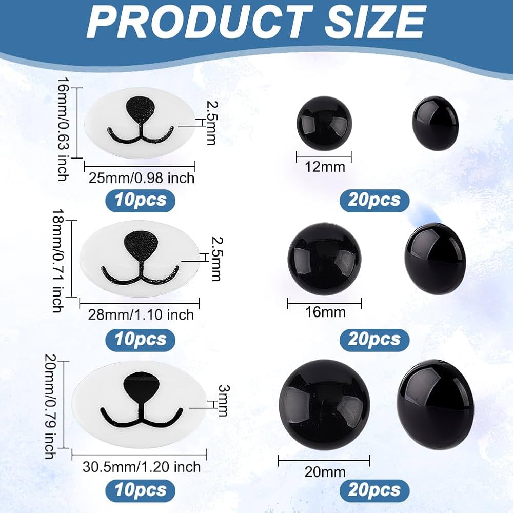 Amazon | OLYCRAFT 90個6スタイル ぬいぐるみ目 ぬいぐるみ鼻 12