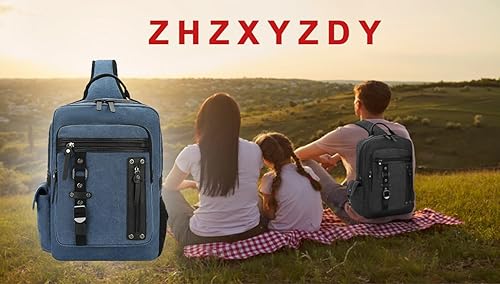 Miniatura 7 de Bolsa de mensajero vintage, mochila de lona para viajes, bolsa de hombro para hombre, bolsa de doble uso para transporte de mano y transporte cruzado