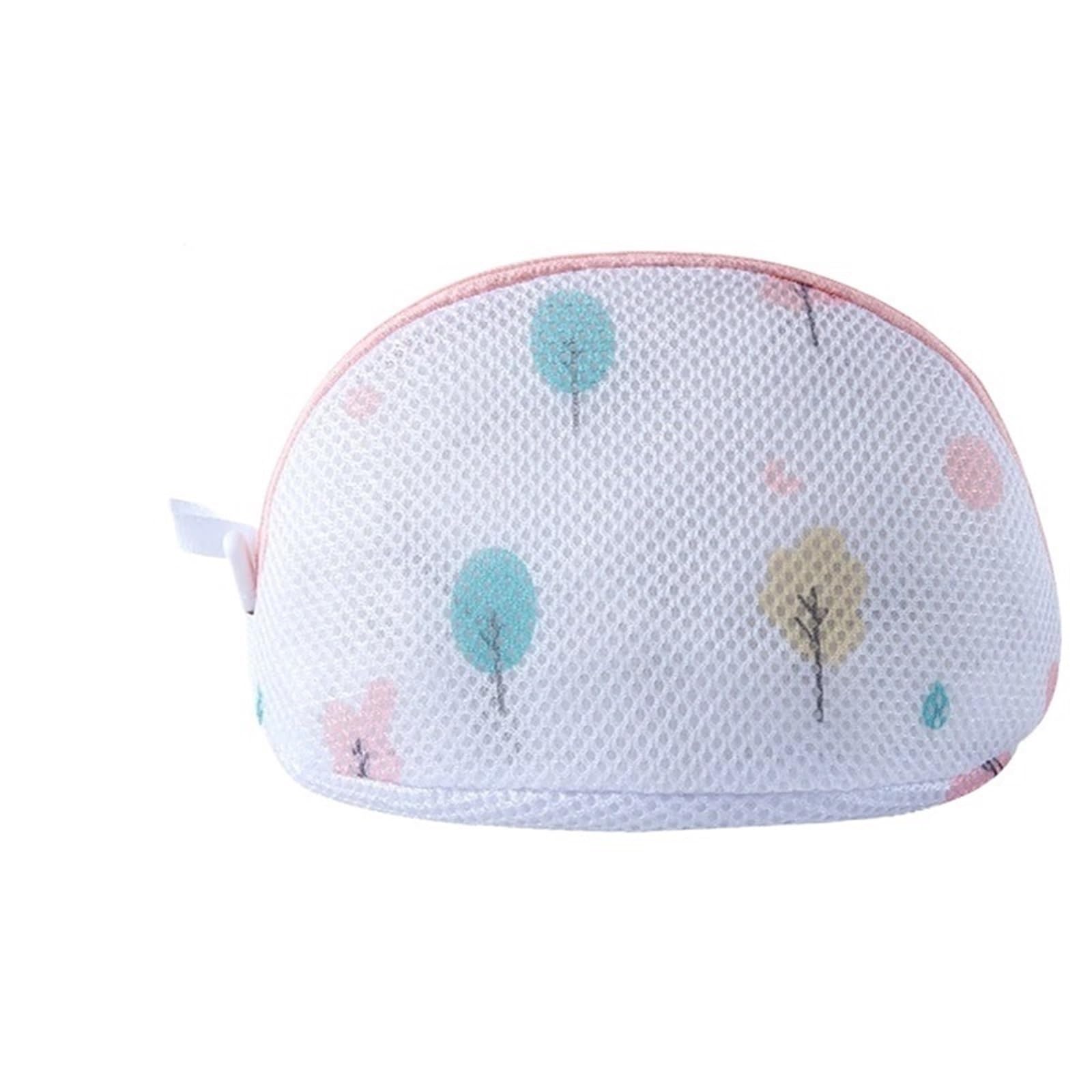 3pcs Cute Print Women's Bra Washing Bags - Thicken Protective Laundry Bag for Bras and Underwear Storage(Pink Tree Shell)