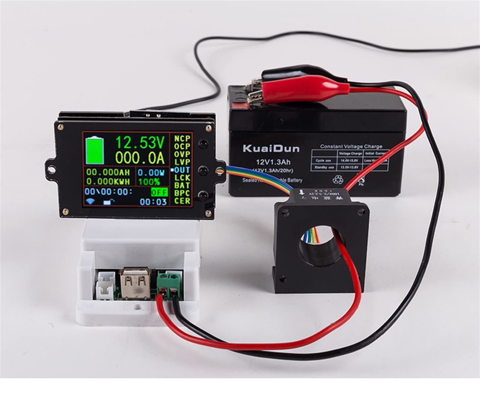 Probador de Batería, 50 0v 100a 200a 500a Medidor de voltaje inalámbrico AMMETER Solar Batería de carga COULÓMETRO CAULÓMETRO Detector de potencia probador(DC500V100A)