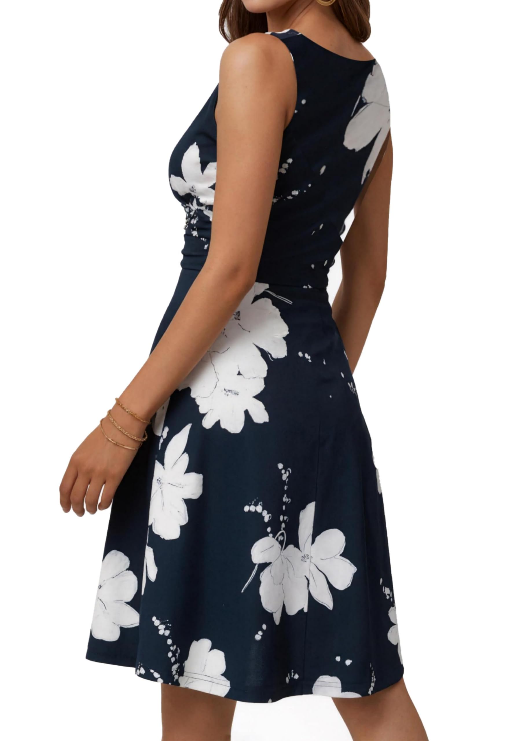 Jhsnjnr Sommerkleid Damen Tiefem V-Ausschnitt Korsett Bunte Strandkleid mit Taschen Kurz A Linie Ärmellos Blumen Kleider