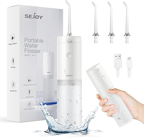 Irrigador dental dental dental limpiador de dientes portátil recargable sin cable, IPX7, removedor eléctrico de placa, 3 modos, 3 puntas de chorro