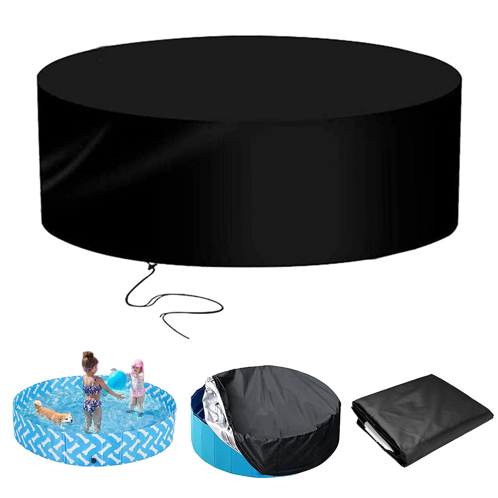 Cubierta de Piscina Redonda para Perros, Protección UV Plegable Cubierta de Piscina para Gatos Perros Mascotas Niños Interior al Aire Libre