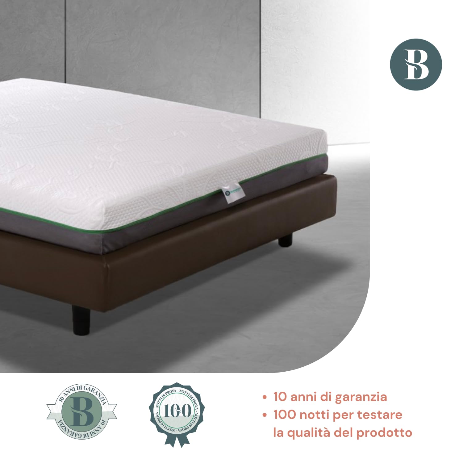 Bedshire Hybrid Materasso Matrimoniale 160x190 a Molle Insacchettate Indipendenti e 5 cm Memory Foam Ortopedico Completamente Sfoderabile H 23 cm con 2 Cuscini Omaggio Made in Italy