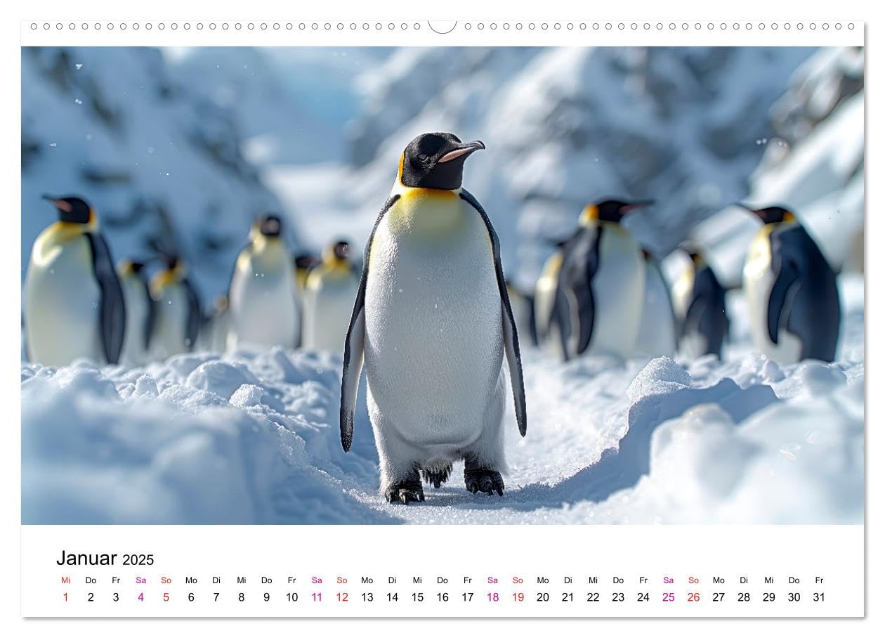 Maritim pur - Pinguine (hochwertiger Premium Wandkalender 2025 DIN A2 quer), Kunstdruck in Hochglanz: Im Wasser elegant und geschickt –an Land ungelenk (CALVENDO Tiere)