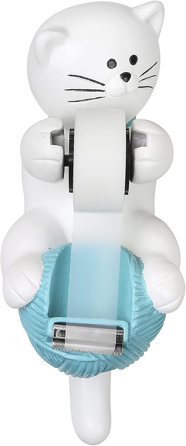 Chapman & Grand Kitty Cat Tape Dispenser (White/Turquoise) : Office Products