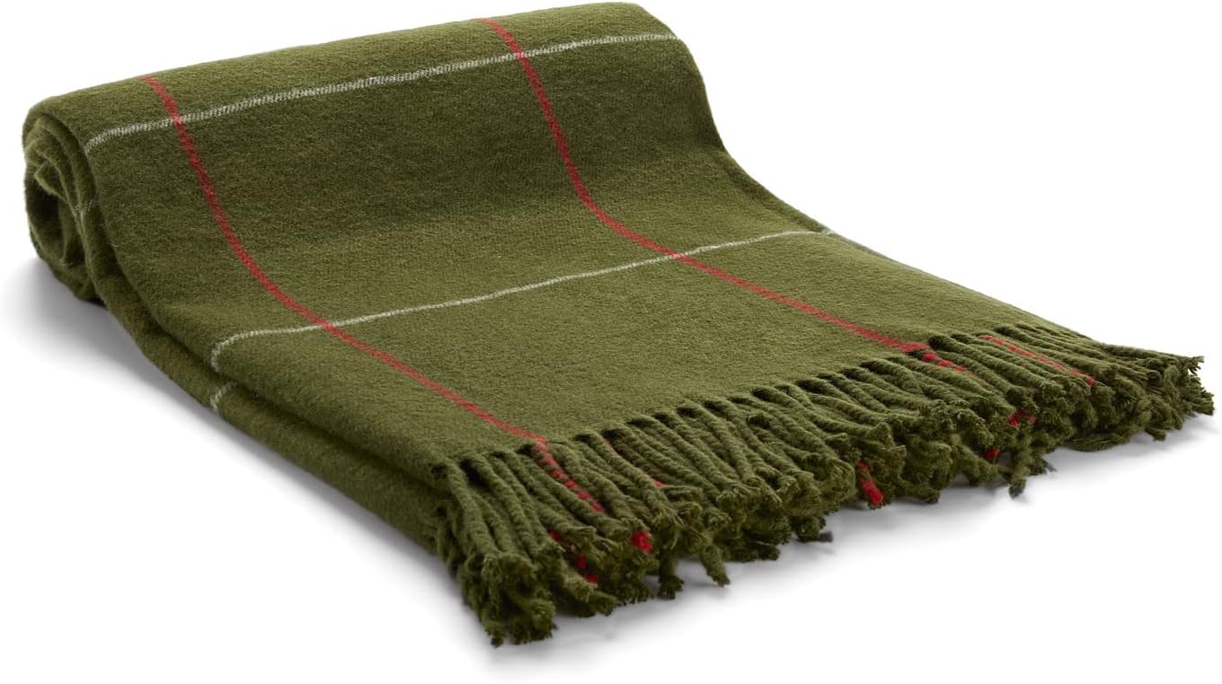 Arus Acrylic Highlands Collection Queen Size Tartan Plaid Design Throw Blanket Green-Olive, 60x80 inches - Image 2