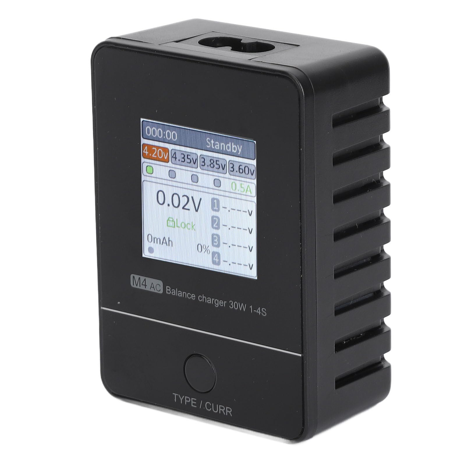 Chargeur D'équilibre RC, Chargeur D'équilibre de Batterie RC Lipo M4AC avec écran IPS 1,54 Pouces (Prise UE 100‑240 V XT60)