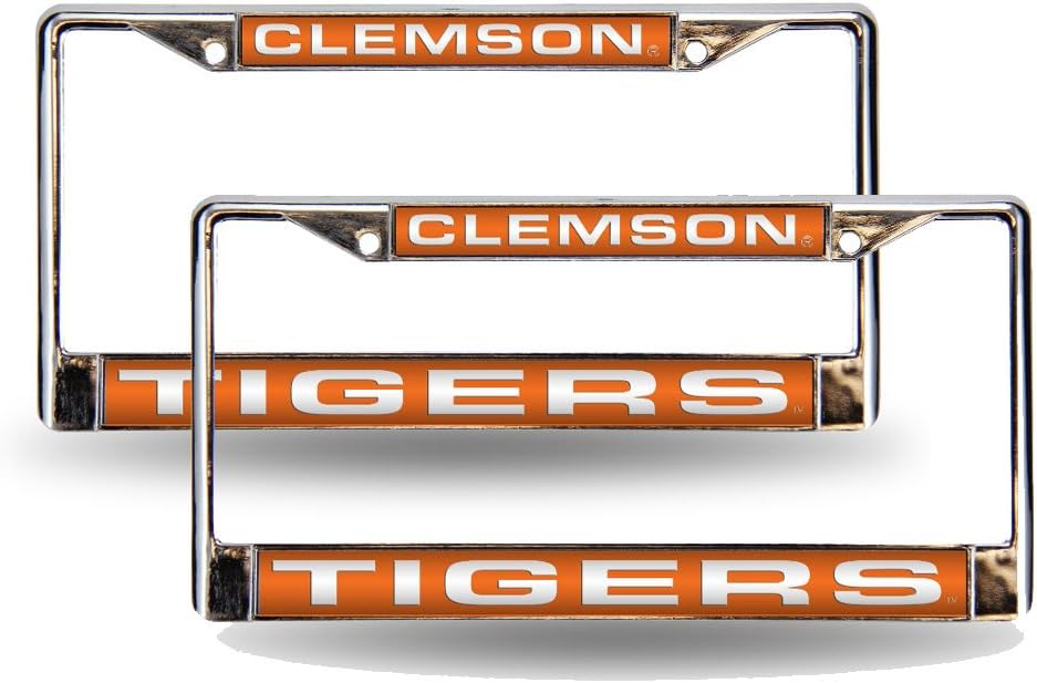 Clemson Tigers Chrome Metal (Set of 2) Laser Cut License Plate Frames