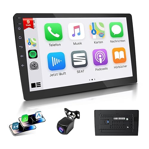 Haudio 9 Inch Double Din Car Stereo with Wireless Apple CarPlay & Android Auto, CarPlay Screen for Car, Touchscreen Bluetooth Car Stereo Receiver