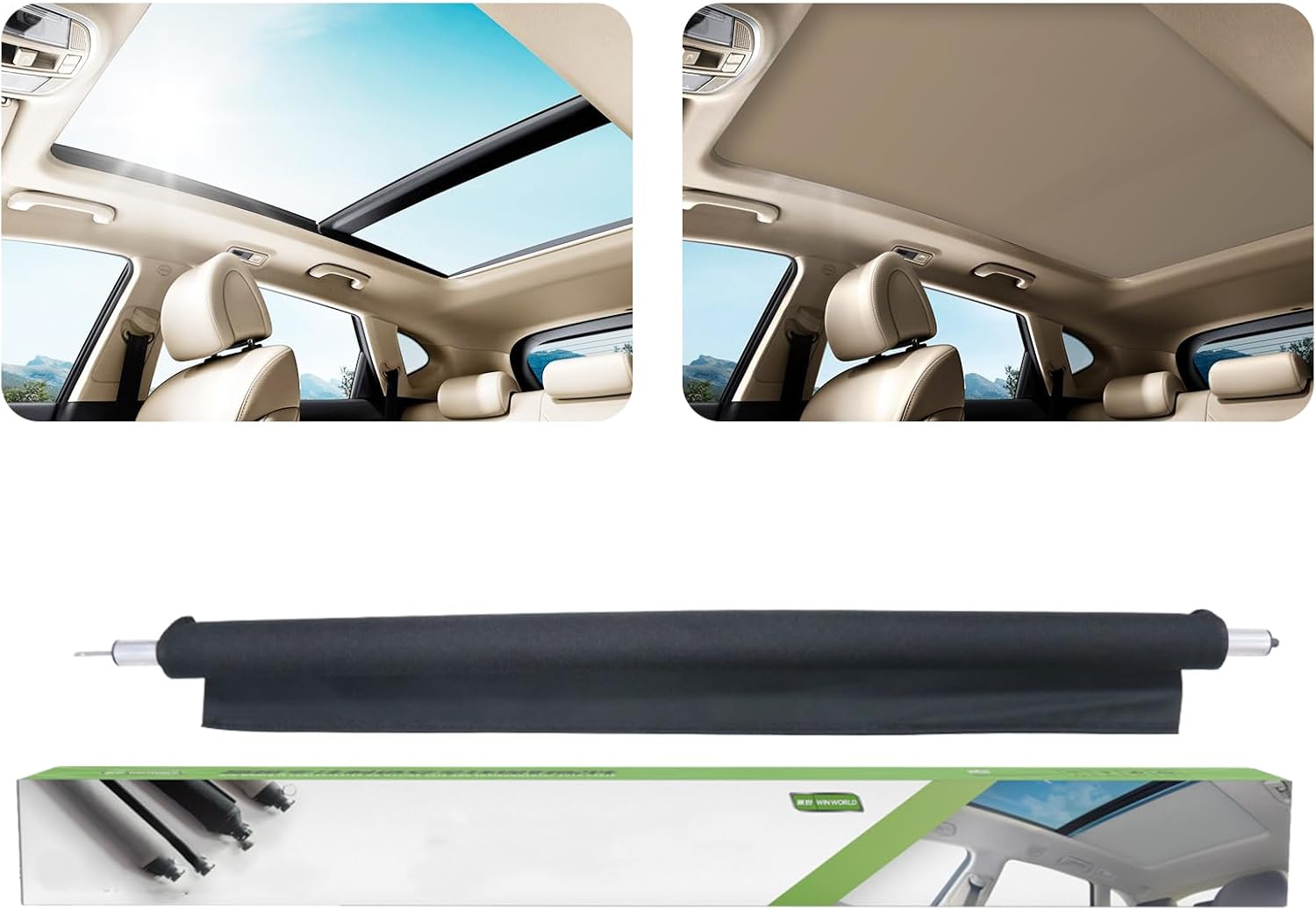 Automotive Panoramic Sunroof Roller Assembly for Jeep Grand Cherokee sunroof 2010-2017 ，Jeep Grand Cherokee sunroof Shade SRT8 2012-2016 Accessories Sunroof Sunshade Replace #1SX57HDAAA(Black)