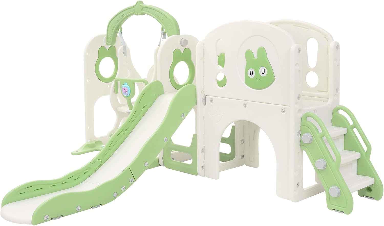 Torre de juegos Joyz 6 en 1 con tobogán y columpio verde