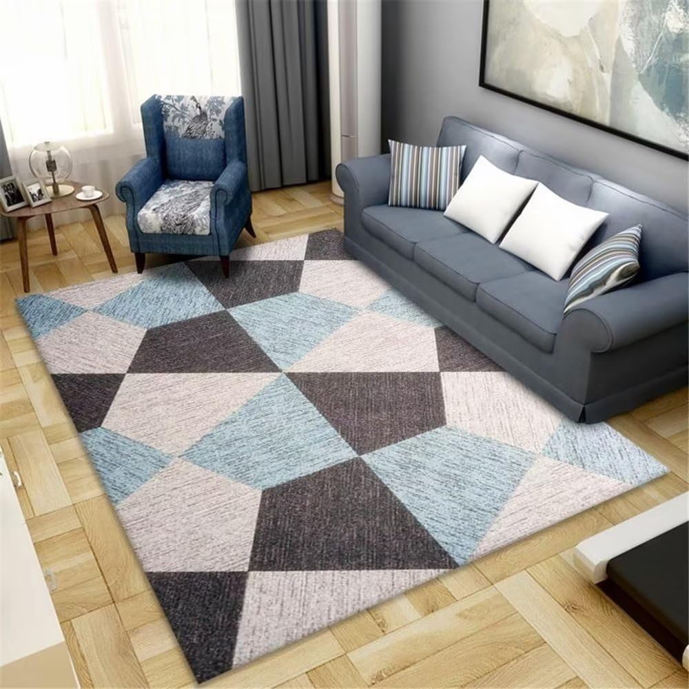 Tapis salon bleu 200x300cm durable pour réchauffer un sol froid et relooker une chambre