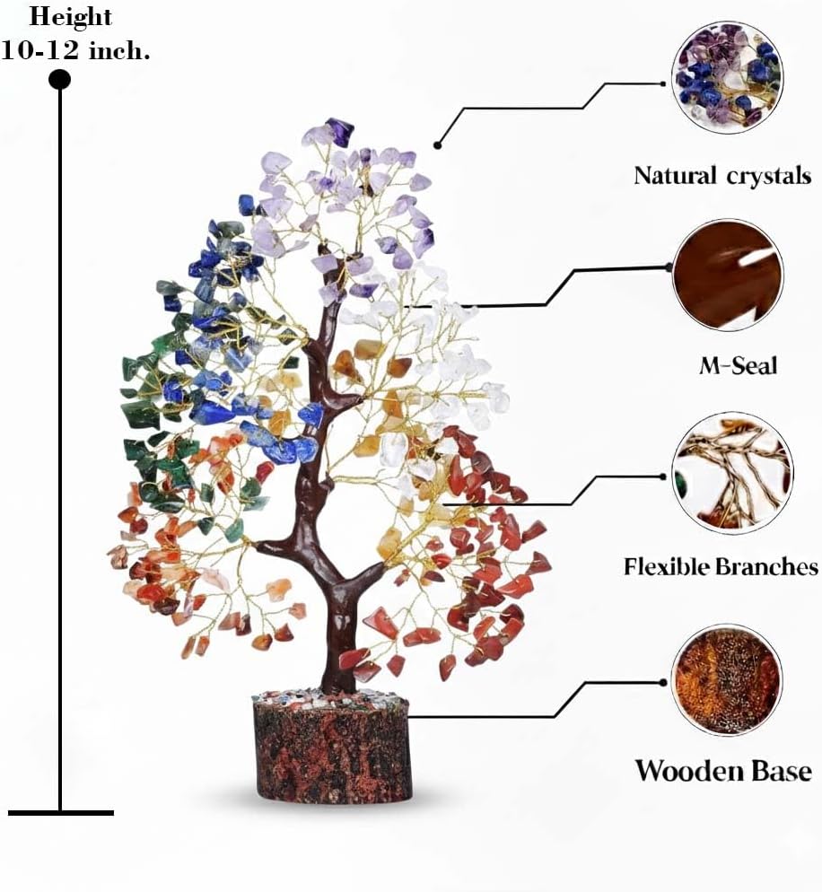 ARO VATIKA 7 Chakra Tree of Life, Crystals and Healing Stones, Birthday Gifts for Women - Crystal Tree for Positive Energy, Home Office Decor, Spiritual Gifts - Image 2