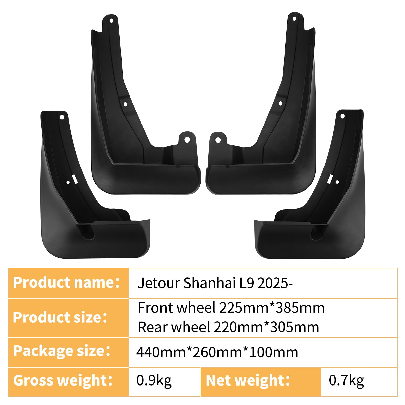 4 Stück Auto Schmutzfänger für Chery Jetour Shanhai L9 2025, Vorne Hinten Kratzfest Spritzschutz Kotflügel Protection Zubehör