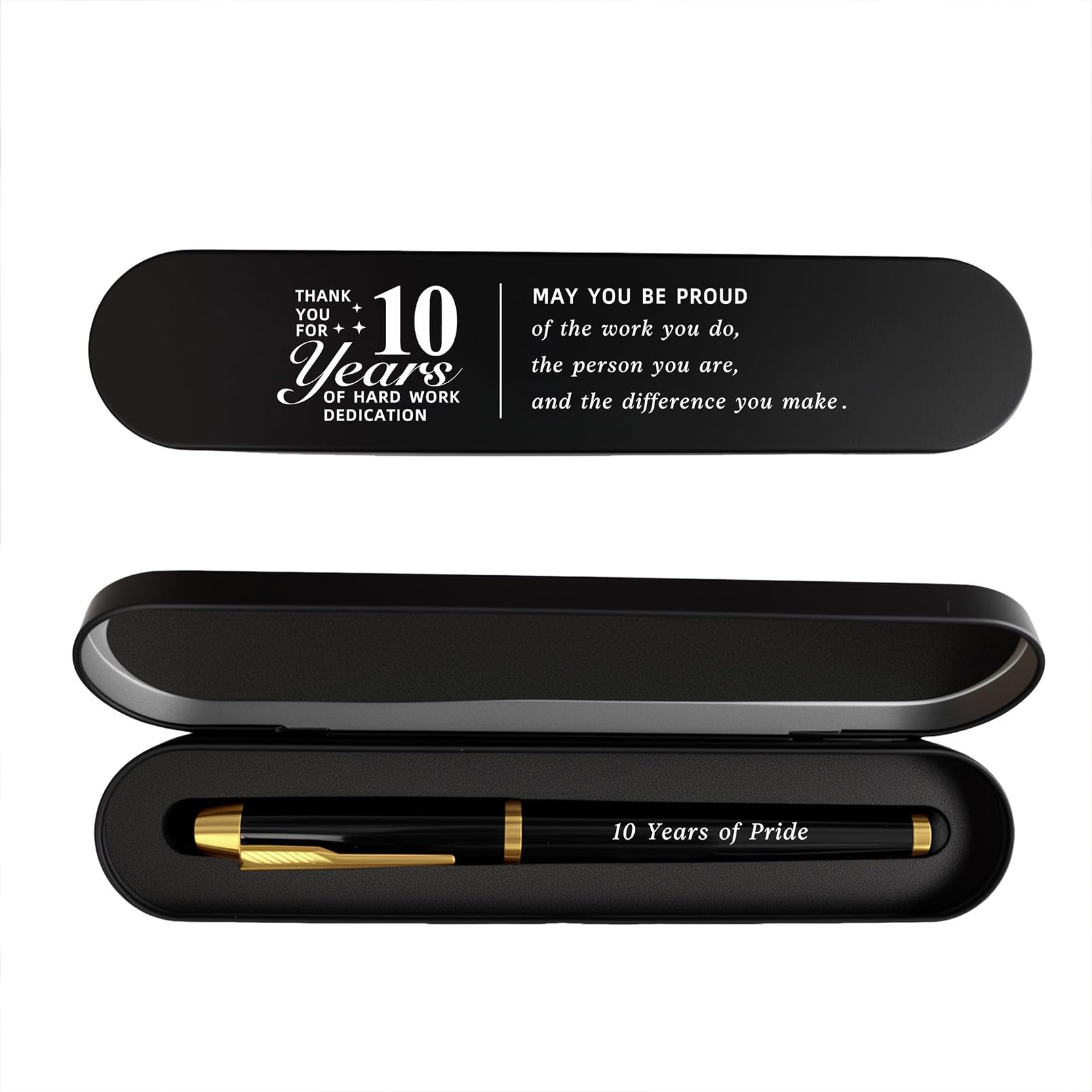 iyaone 10 Year Milestone Work Anniversary Pen Gift- Engraved Gel Pen for Employee & Staff Decade of Service Award, Ten Year Achievement Recognition