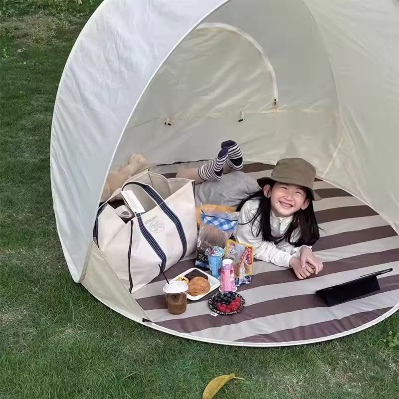 Image of CREDLOUS Pop Up Portable Tent Sun Protection Beach Tent for Fishing Picnic Beach Green Stripes L | Outdoor Sports | Camping & Hiking | Tents & Canopies