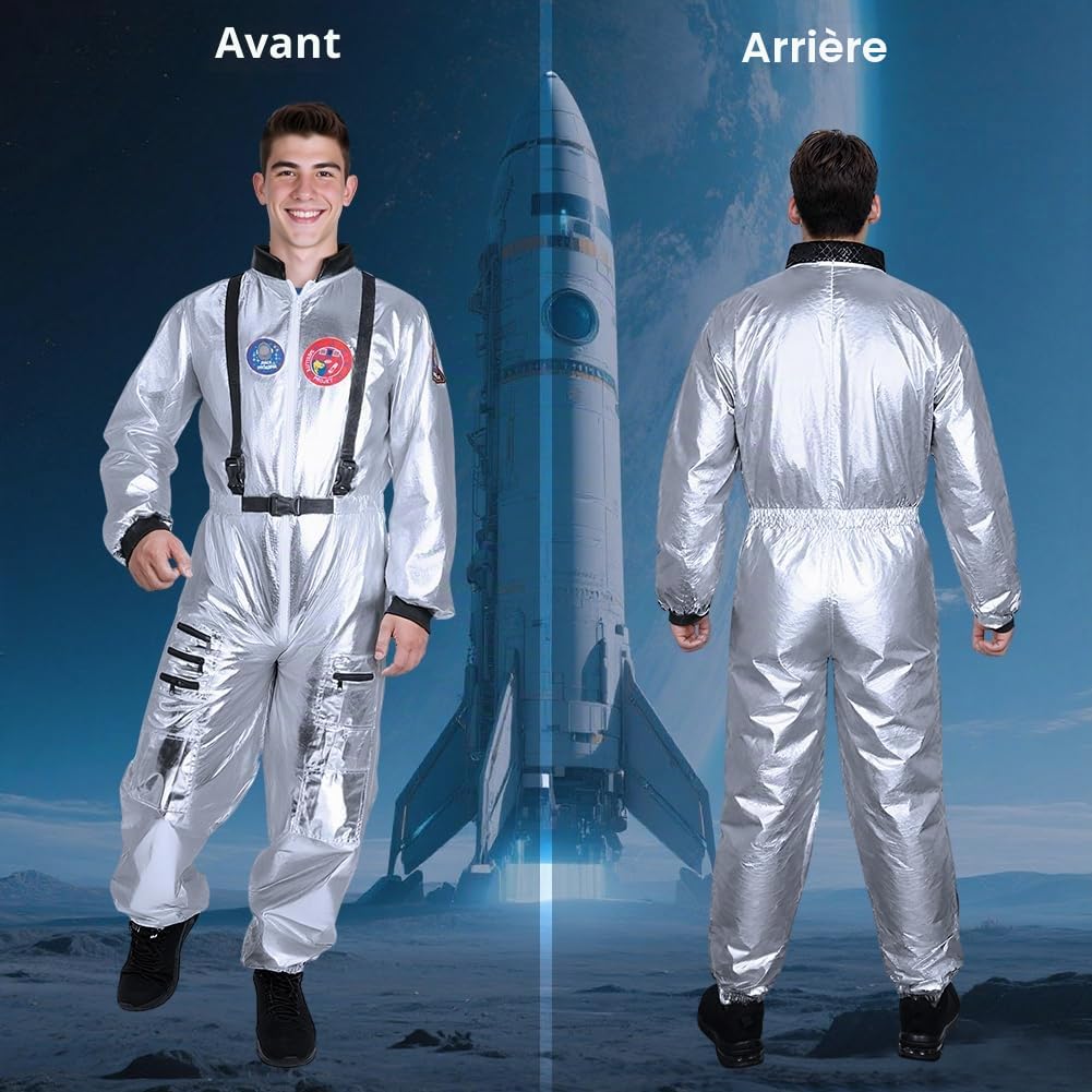 AUYAO Costume Astronaute Adulte, Deguisement Astronaute Unisexe, Costume Cosmonaute, Costume Halloween Cosplay pour Cosplay Carnaval