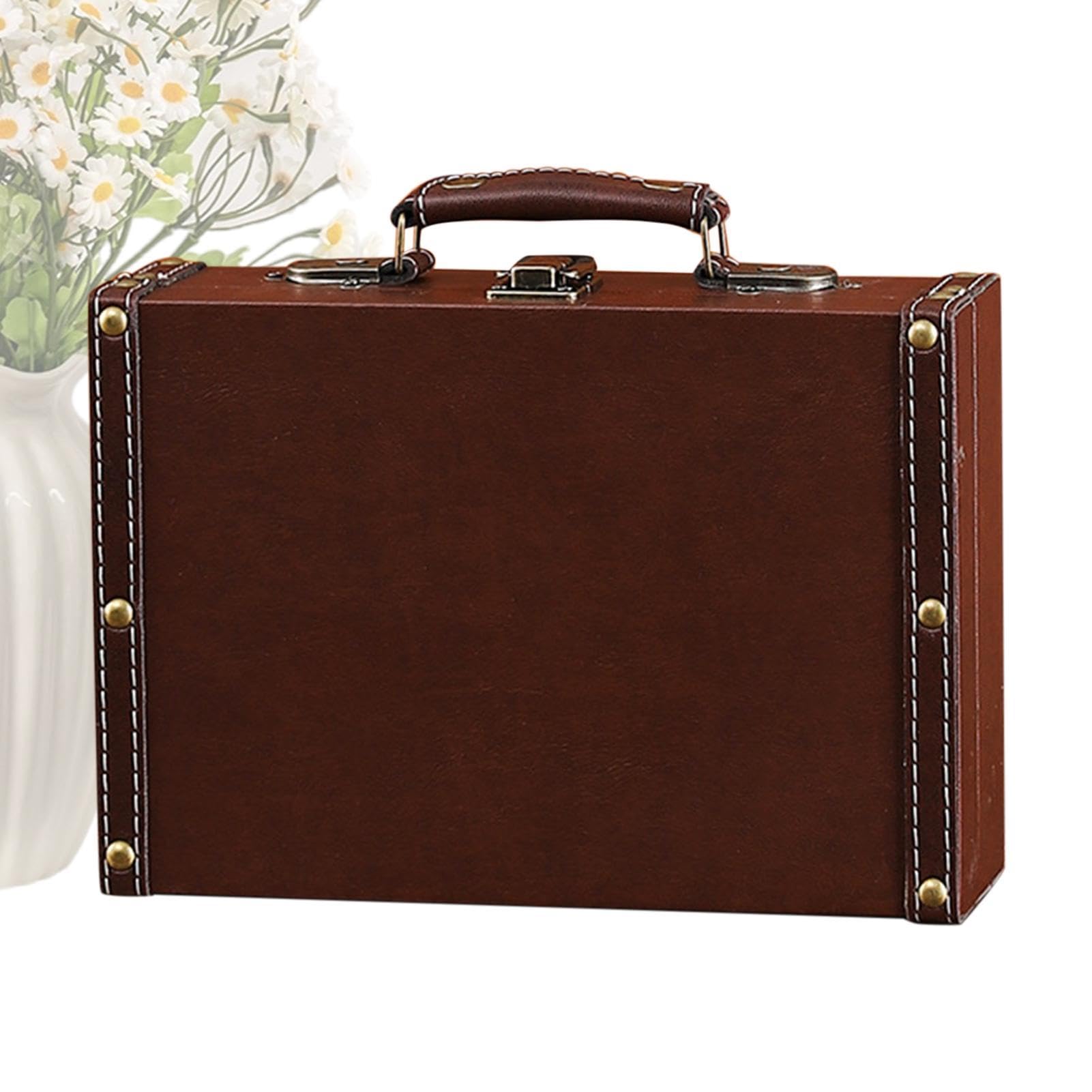 Aufbewahrungsbox Vintage Koffer tragbar aus PU-Leder mit Griff