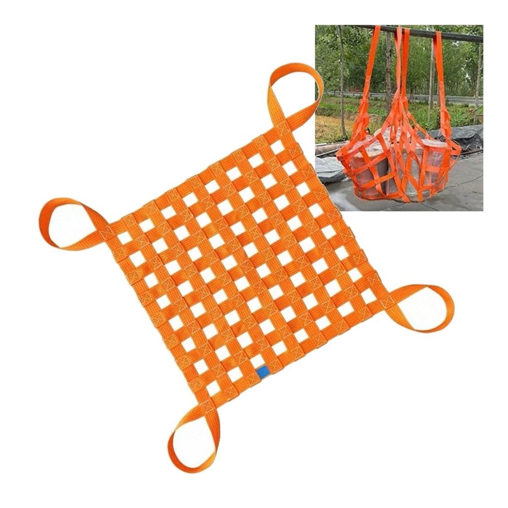 WQPMNYG Hoisting Lifting Nets,Heavy-Duty Polyester Cargo Lifting Net, 1.5x1.5m Hoisting Sling with 10cm Mesh, 1 Ton Capacity, Ideal for Construction Rigging, Moving & Towing