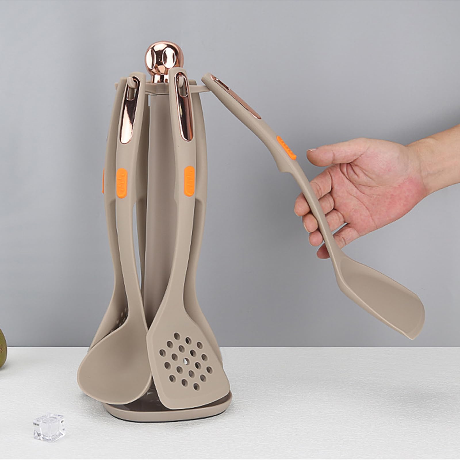 Generisch Küchen Kochutensilien Set, 7-teiliges hitzebeständiges Silikon Kochbesteck mit Aufhängehalterung, spülmaschinenfest, BPA-frei, leicht zu reinigen