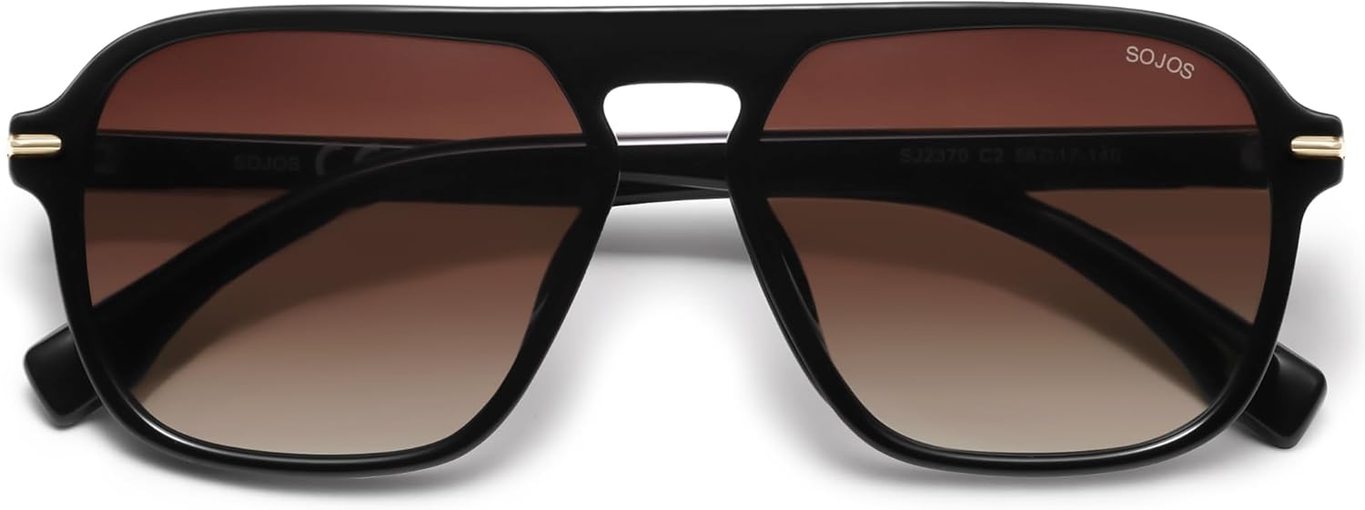 SOJOS Retro Aviator Polarized Sunglasses for Men Women Trendy Vintage Square Pilot Mens Shades SJ2370