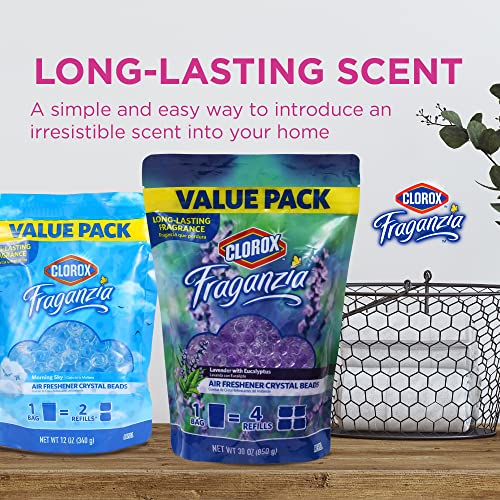 Image of Clorox - BB11979 Fraganzia Air Freshener Crystal Beads Refill Pouch in Lavender with Eucalyptus | Long Lasting Fragrance Value Pack, 30 Ounces Value Pack Air Freshener Refills