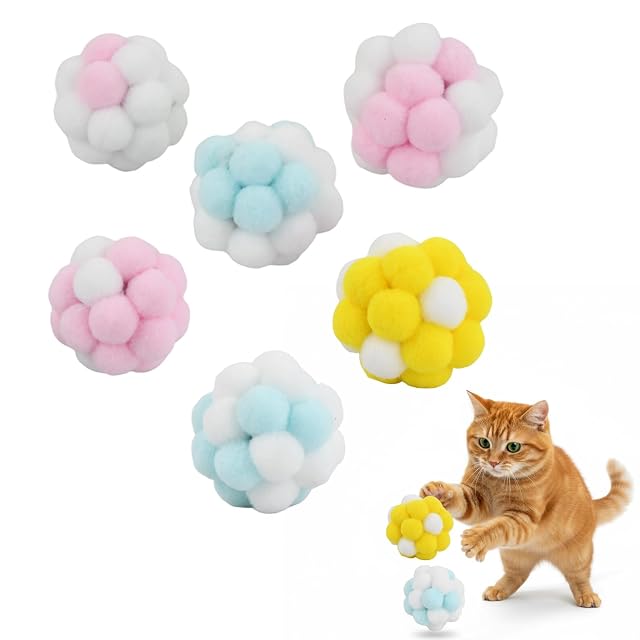 Culinavog 6 Piezas Pelotas para Gatos, Pelota interactiva para Gatos,Pelota Colorida para Mascotas