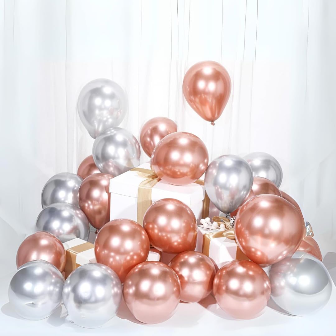 Flyloons 25 pcs Silver Metallic Chrome Balloons for Birthday Decoration items celebration Anniversary Girls Boys Men Women — Amazon image 28