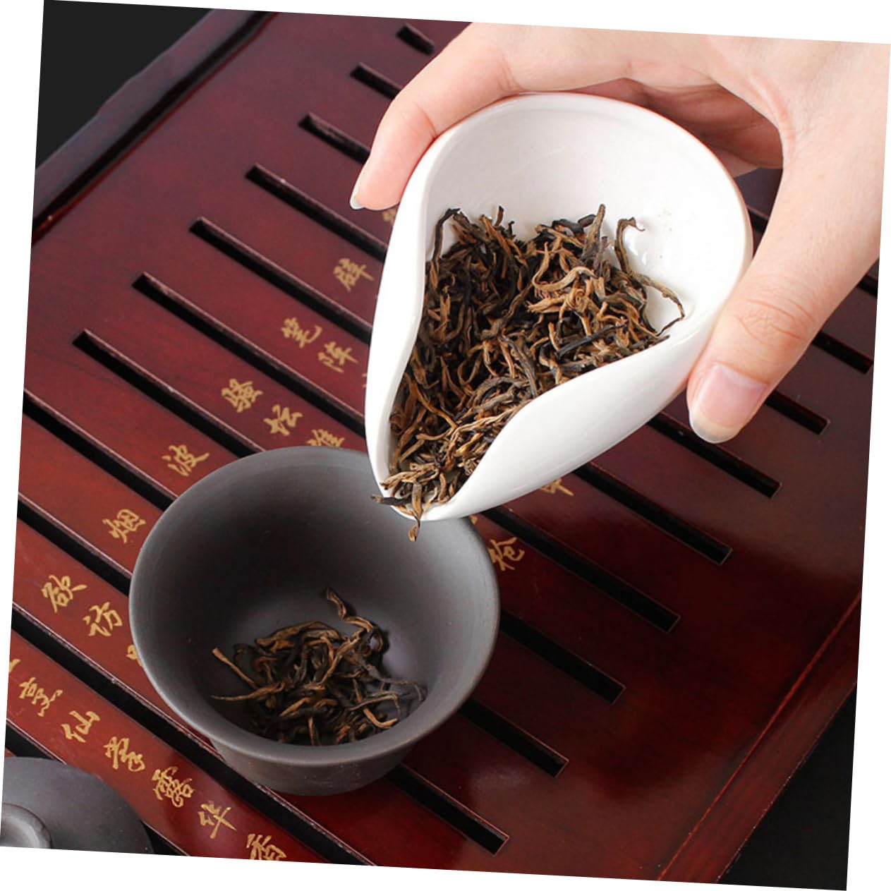 Ciieeo 2-piece Ceramic Tea Scoop Set Fine Tea Strainer for Loose Infuser Spoon