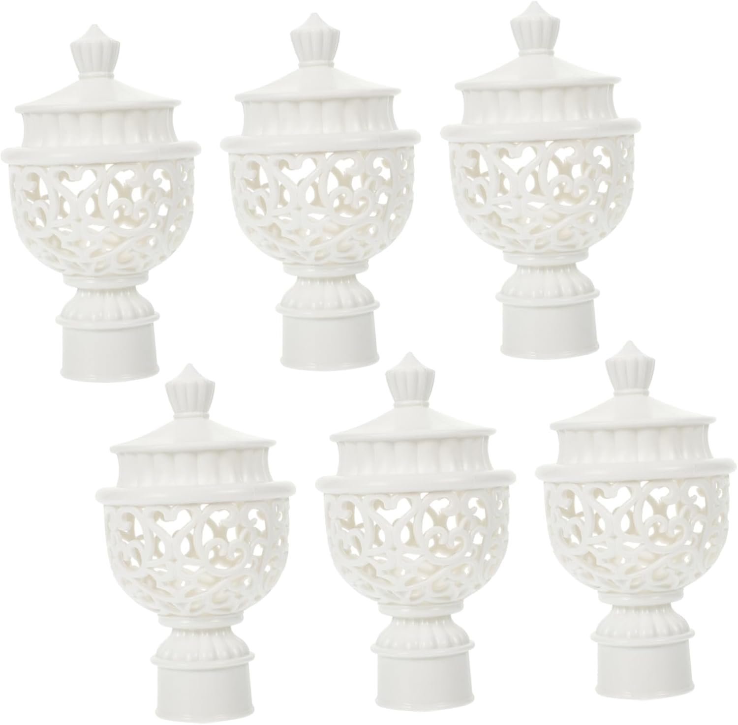 Levemolo 6Pcs Abs Curtain Rod Finials End Caps Decorative Rod Stoppers Replacement Accessories for Living Bedroom Window Treatment Hardware