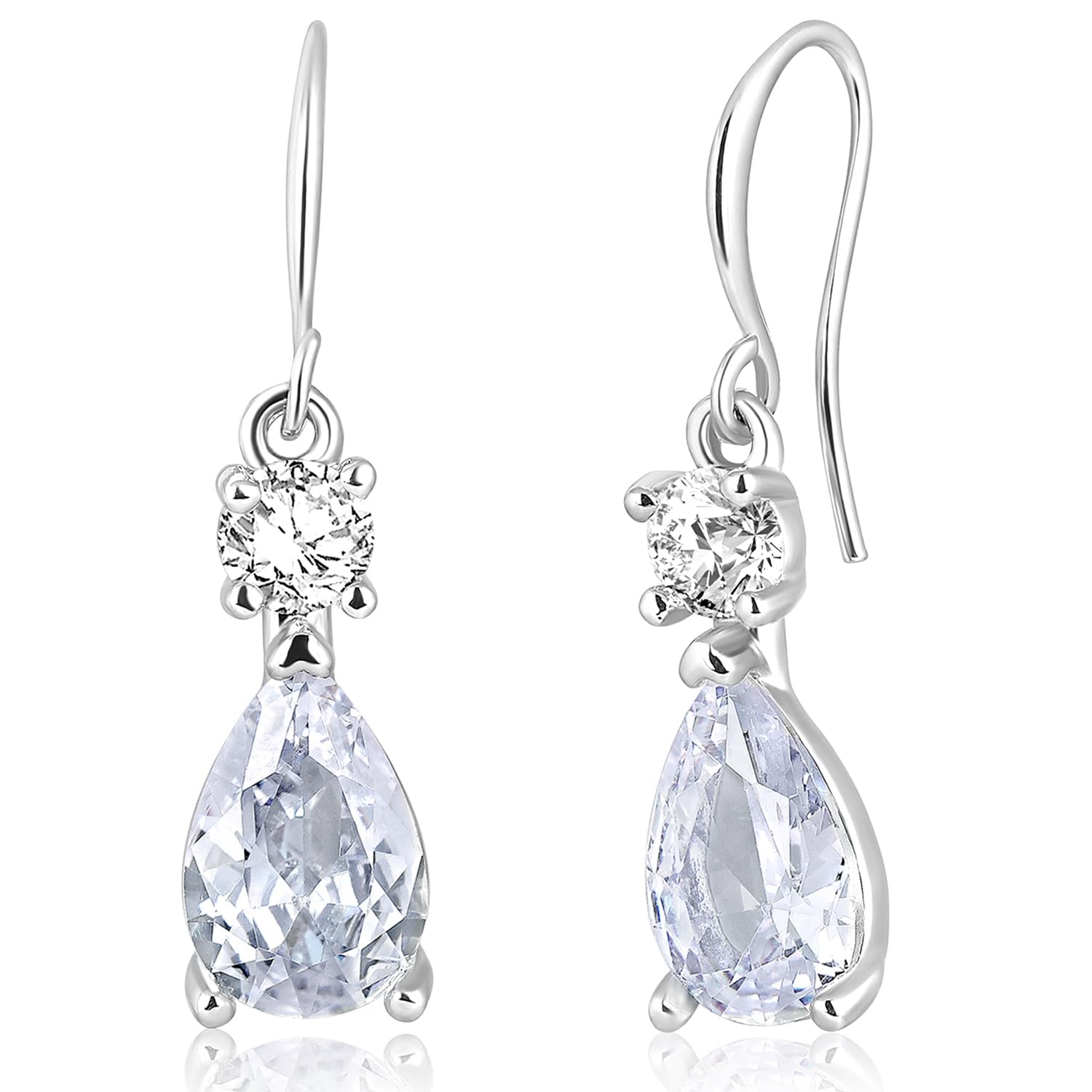 Peora Silver Plated Cubic Zirconia Crystal Studded Drop Earrings Fish Hook Back Fashion Jewellery for Women & Girls (B0CW9SCYKW) Amazon Price History, Amazon Price Tracker
