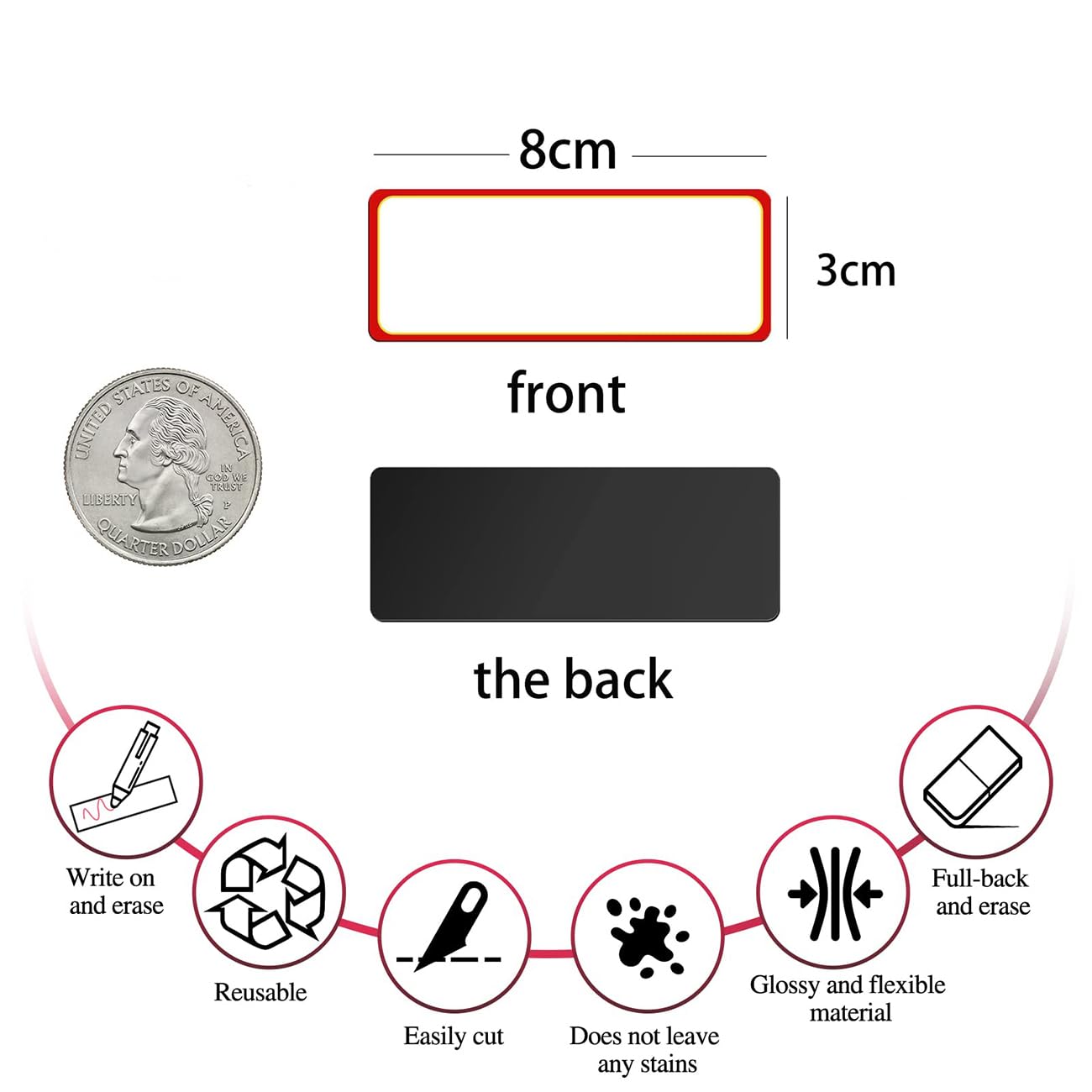 Etiquetas Magneticas Etiquetas Magnéticas Blancas Borrado En Seco 30 Unidades | Meses Sin Etiquetas Magneticas Para Escribir