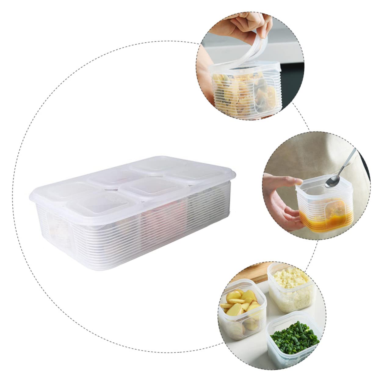 Boîte de Conservation des Aliments Carrée 7 Pièces en Plastique Blanc