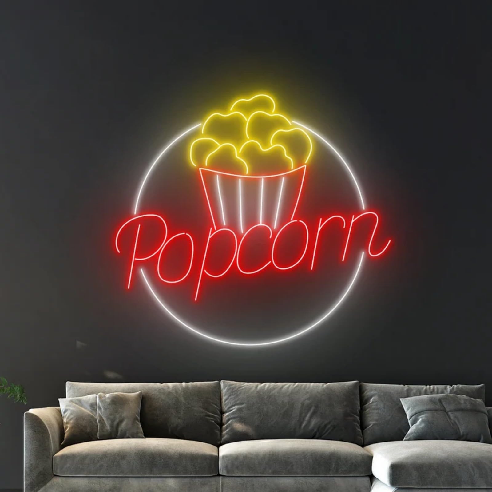 Popcorn Neon Sign, popcorn movie Theater Room Wall Decor, Cinema Film Neon Light for Popcorn Themed Party Kitchen Snack Decor Food Lover Wall art