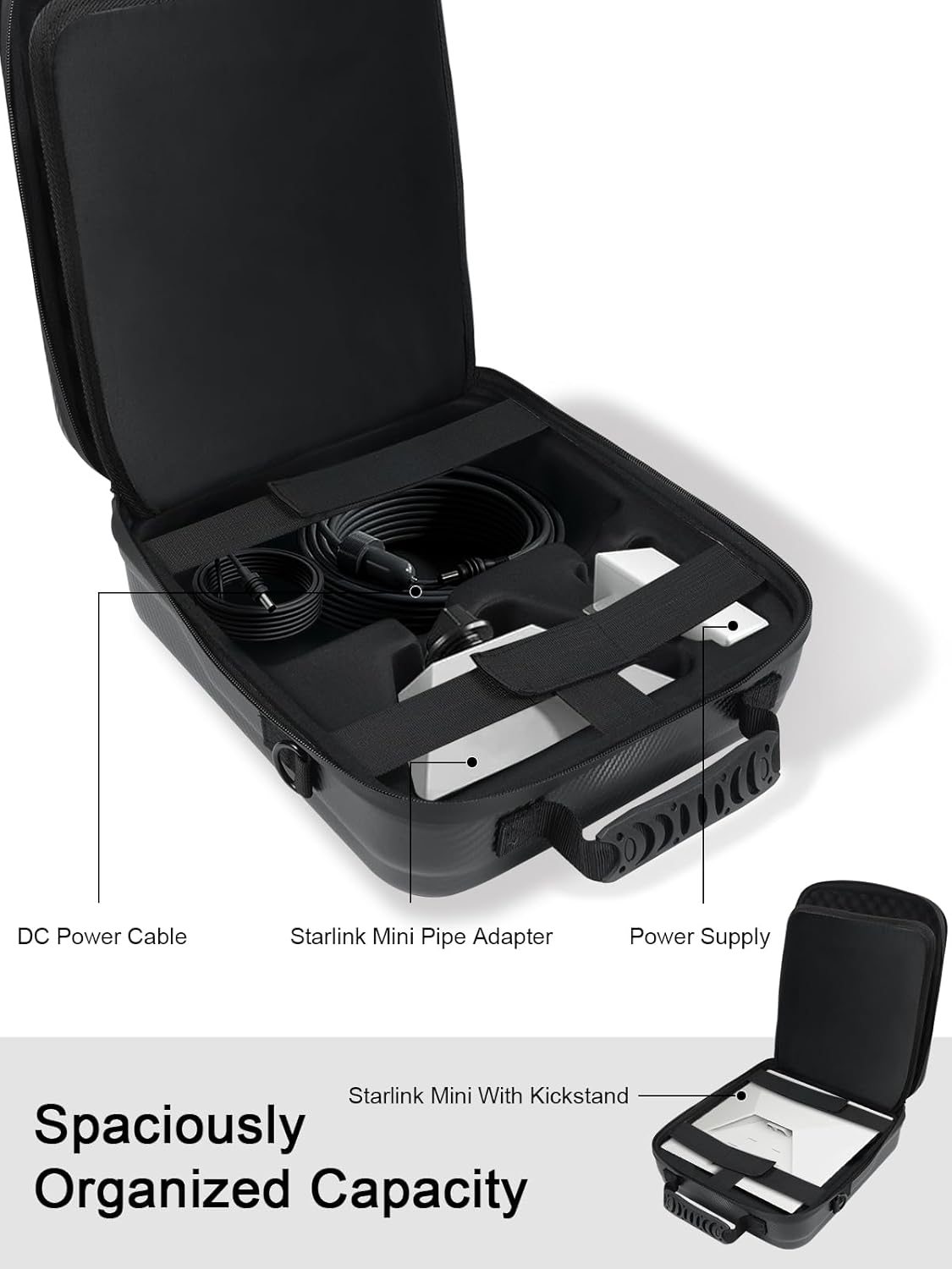 Starlink Mini Case – Protective Travel Carrying Case for Starlink Mini Dish, Kickstand, Pipe Adapter, Power Adapter & Cables Splash-Resistant, Shockproof (Diagonal stripe) - Image 2