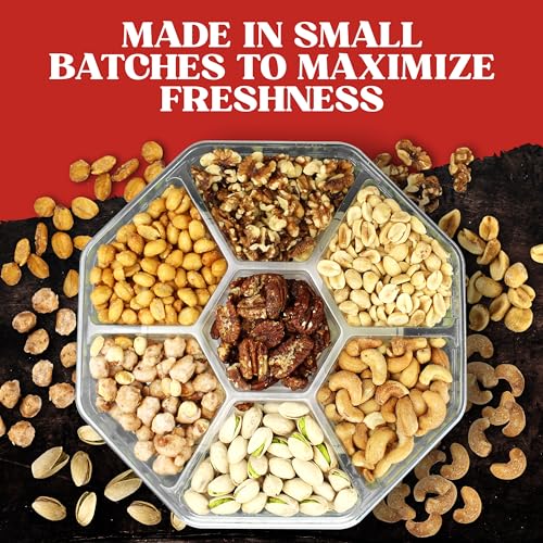 image for Simple Orchards Nuts Gift Basket - 7 Sectional Platter With a Variety 