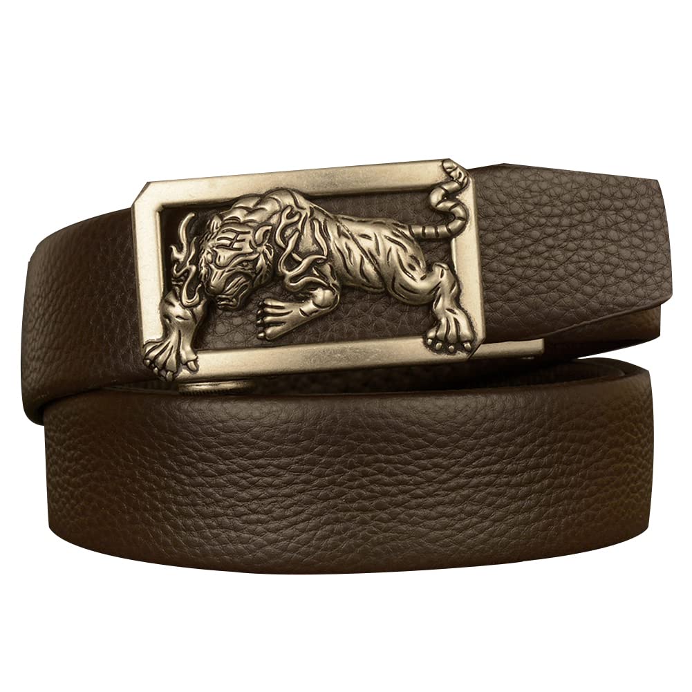 BDAYEK Men's Belt Men'S Leather Belt Floral Pattern Interchangeable Buckle Casual Ratchet(A,130Cm/51Inch)