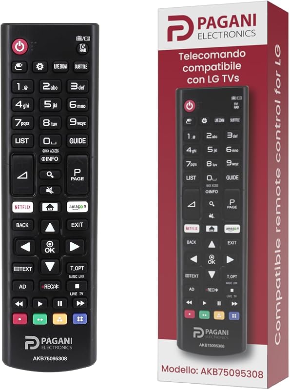 Universal Remote Control LG AKB75095308 Compatible with LG Smart TV, LED, LCD, OLED, UHD, 4K, HD, WebOS, No Configuration, Batteries Included, Italian Company, Tested in Italy