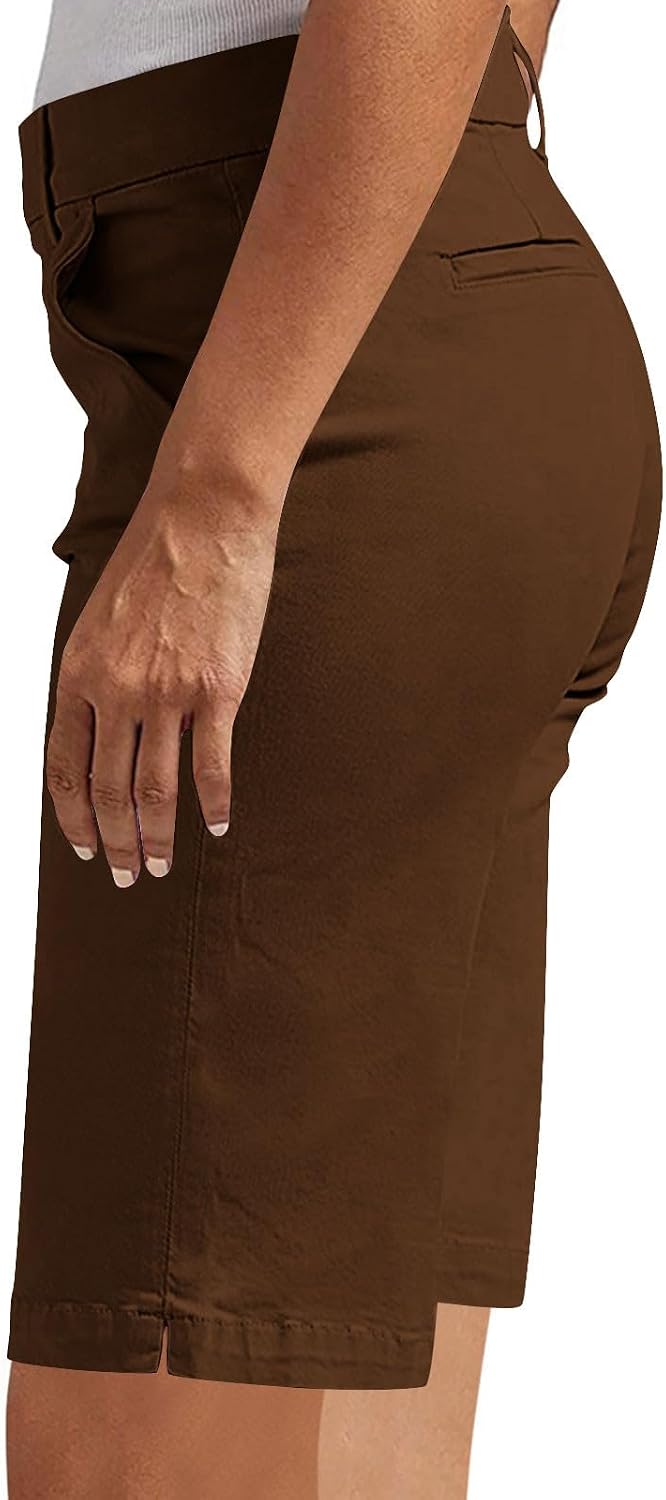 Bermuda Shorts for Women 2026 Casual Summer High Waisted Chino Shorts Solid Color Straight Leg Travel Vacation Outfit