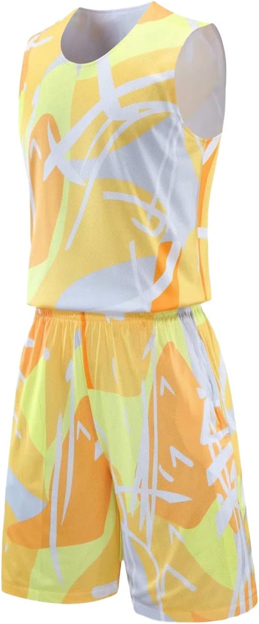 Topeter Reversible Basketball Jersey with Athletic Shorts, Practice Sports Training Uniforms for Men